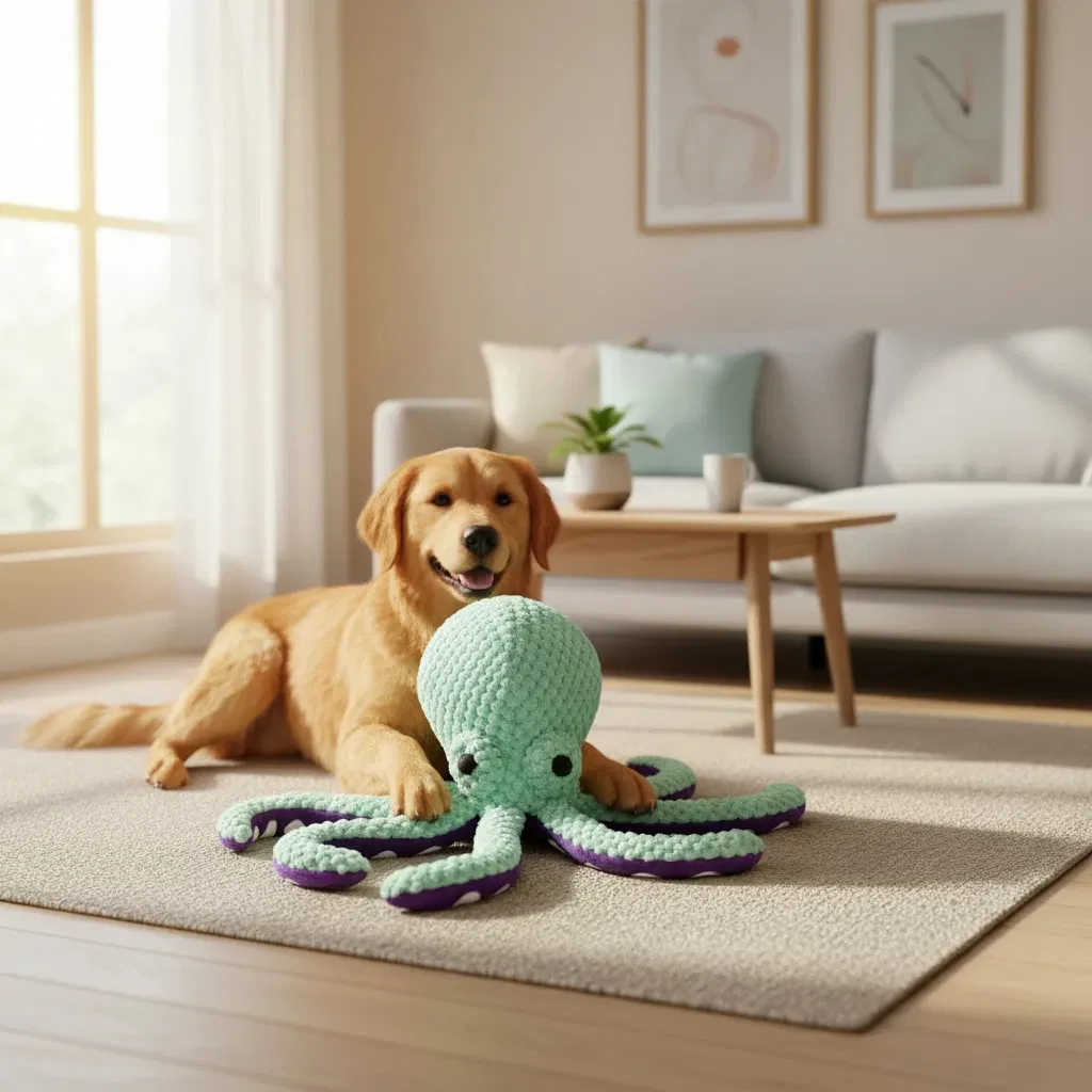 Pet plush octopus toy interactive sound anti-demolition home large and small dog boredom companion 1005012022938198