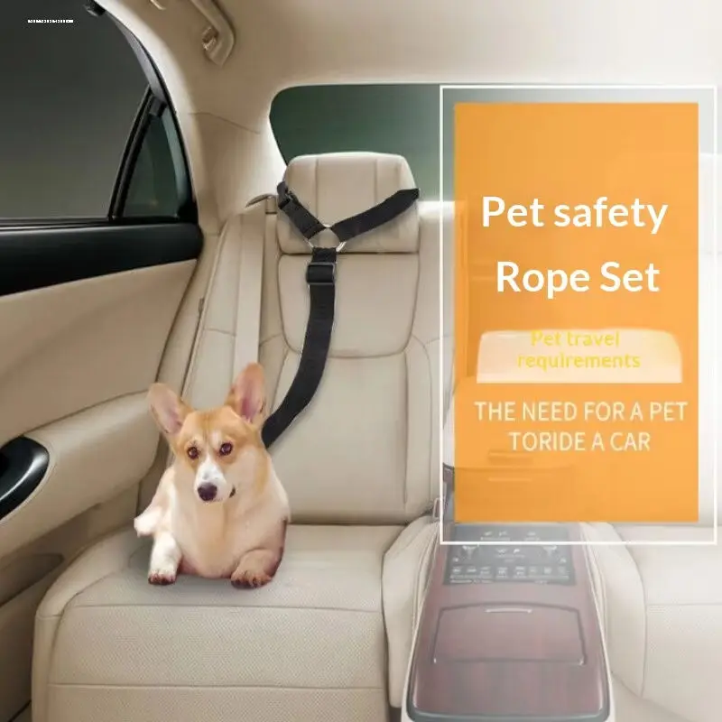 Adjustable Dog Car Harness Seatbelt with Elastic Bungee Buffer 2-in-1 Pet Leash Safety Tether for 1005012023104497