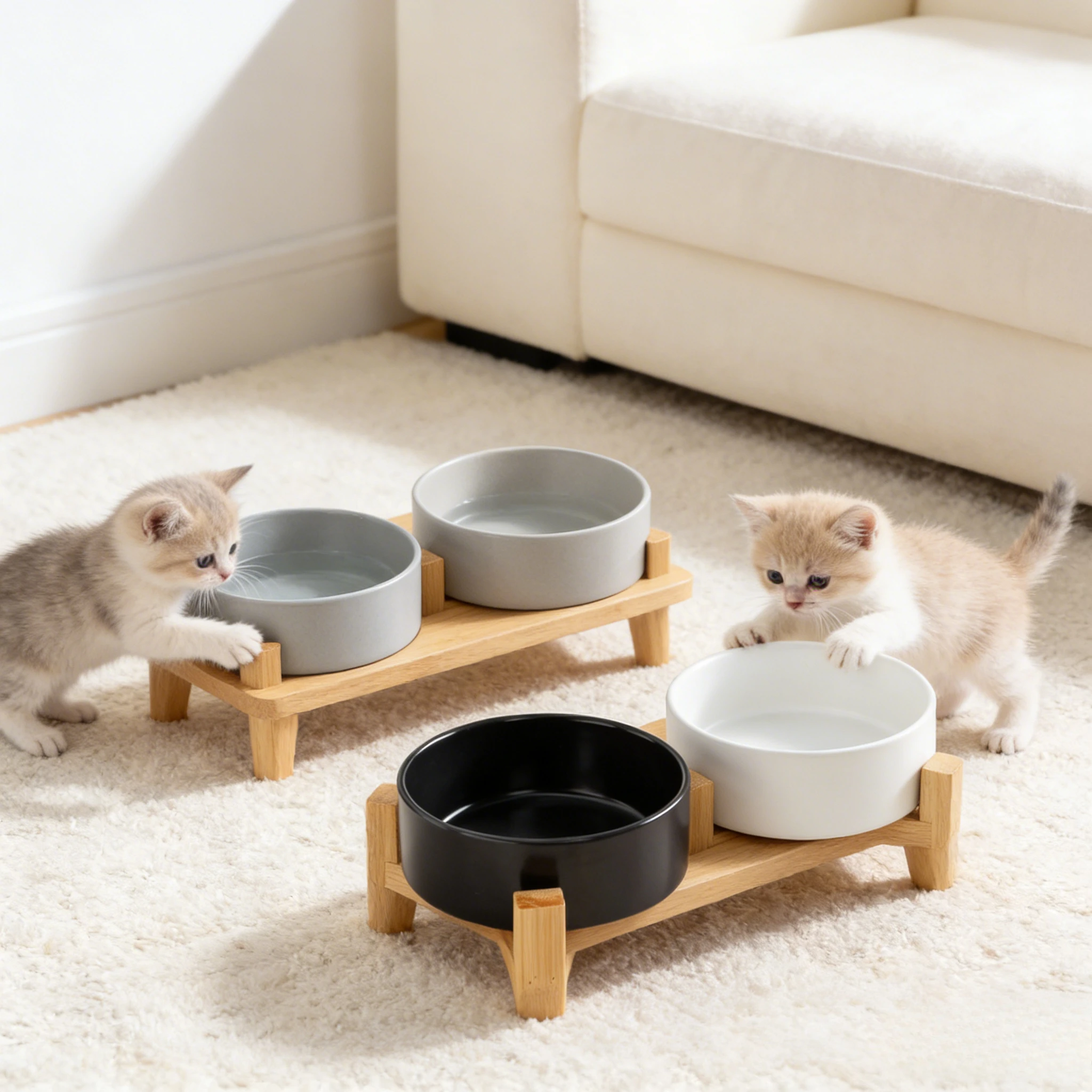 2026 Double Pet Bowl Elevated Food Water Feeder For Cats And Dogs Neck Protection Simple Style Pet 1005012026561546