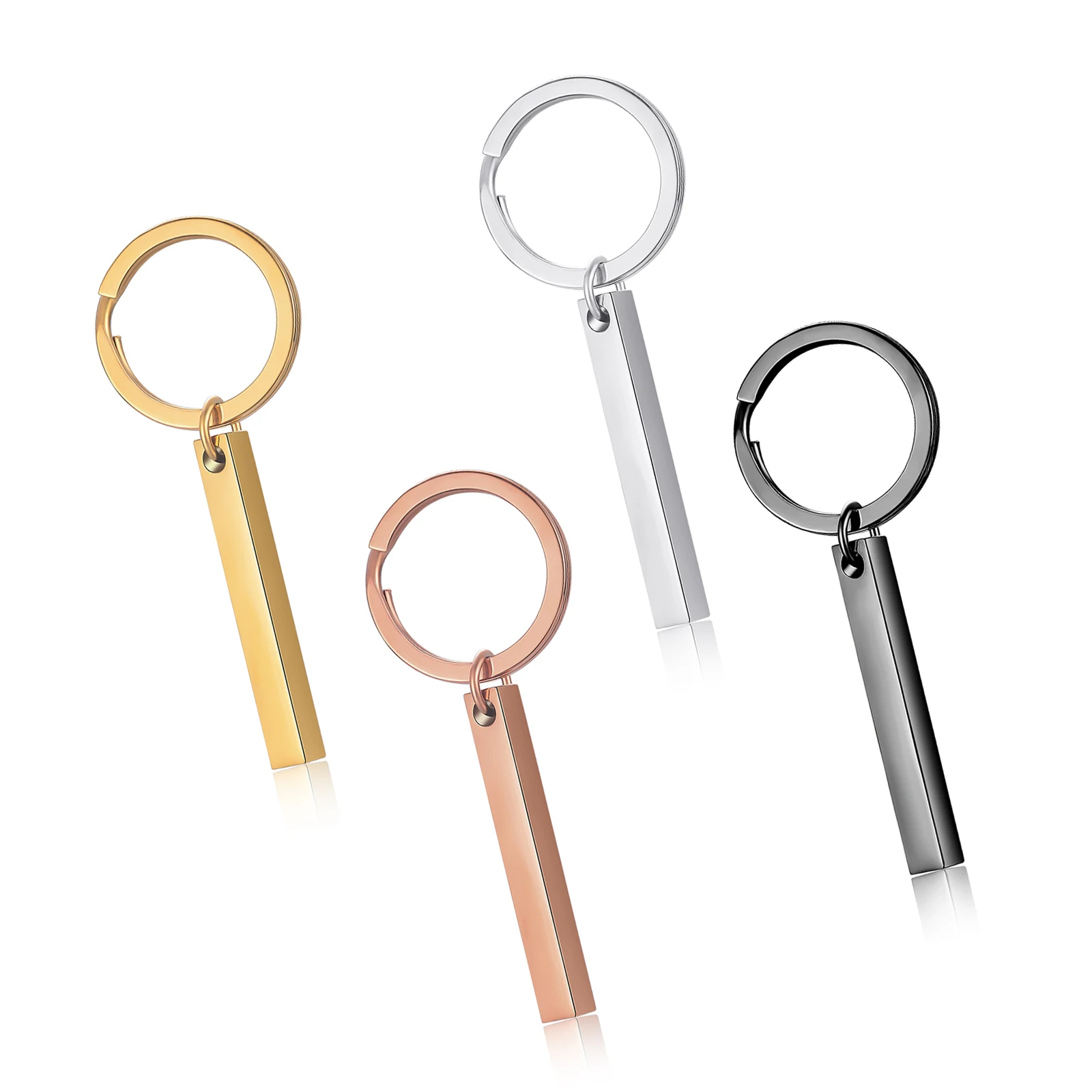 3Pcs Dog ID Tag Stainless Steel Blank Keyring 3D Bar Keychain Vertical Car Keyring DIY Jewelry 1005012027673264