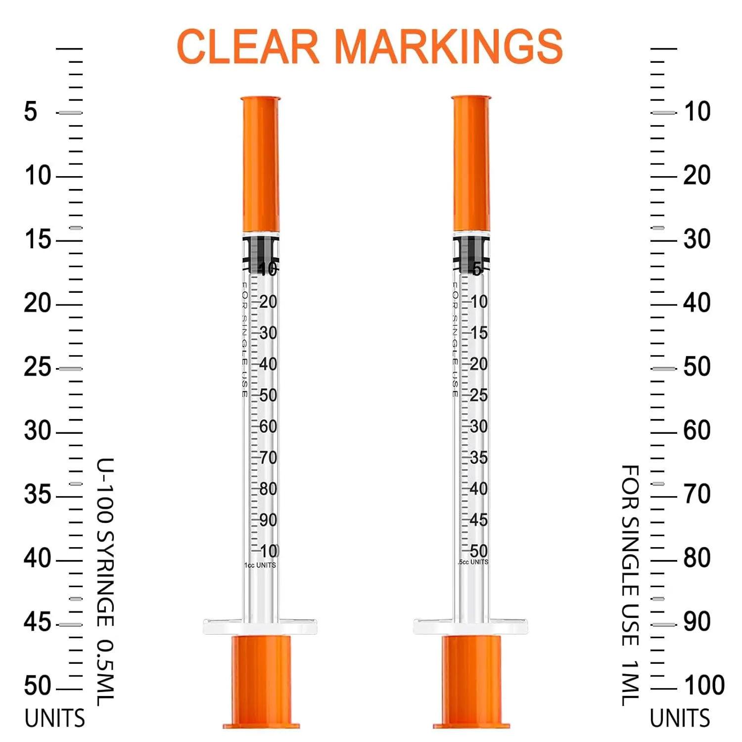 100PCS 1ml U-100 Insulin Syringe, 30G 13mm Needle for Pets, Birds, DIY 1005012028028935