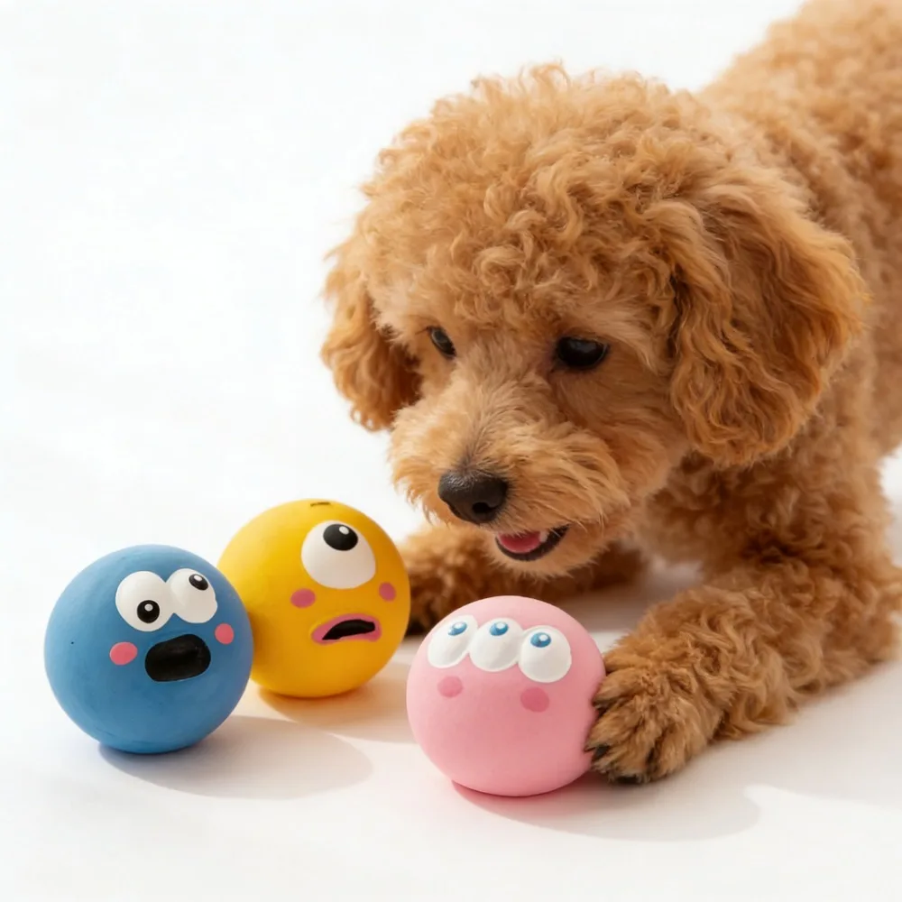 Squeaky Dog Rubber Chew Ball Bite Resistant Teeth Cleaning Toy Interactive Sound Puppy Toy for 1005012028638986