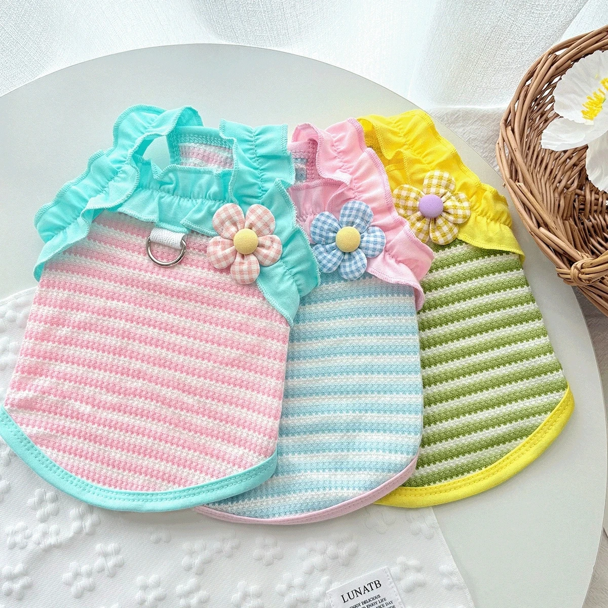 Cute Flower Striped Dog Cat Harness Vest 1005012029930642