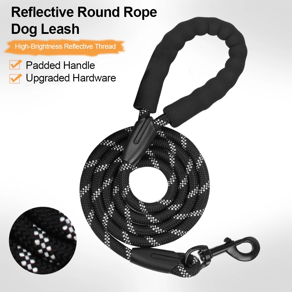 1.5m Reflective Dog Leash Nylon Anti-Pull Padded Handle Tear-Resistant Rope Medium Large Dog Leash 1005012029943109