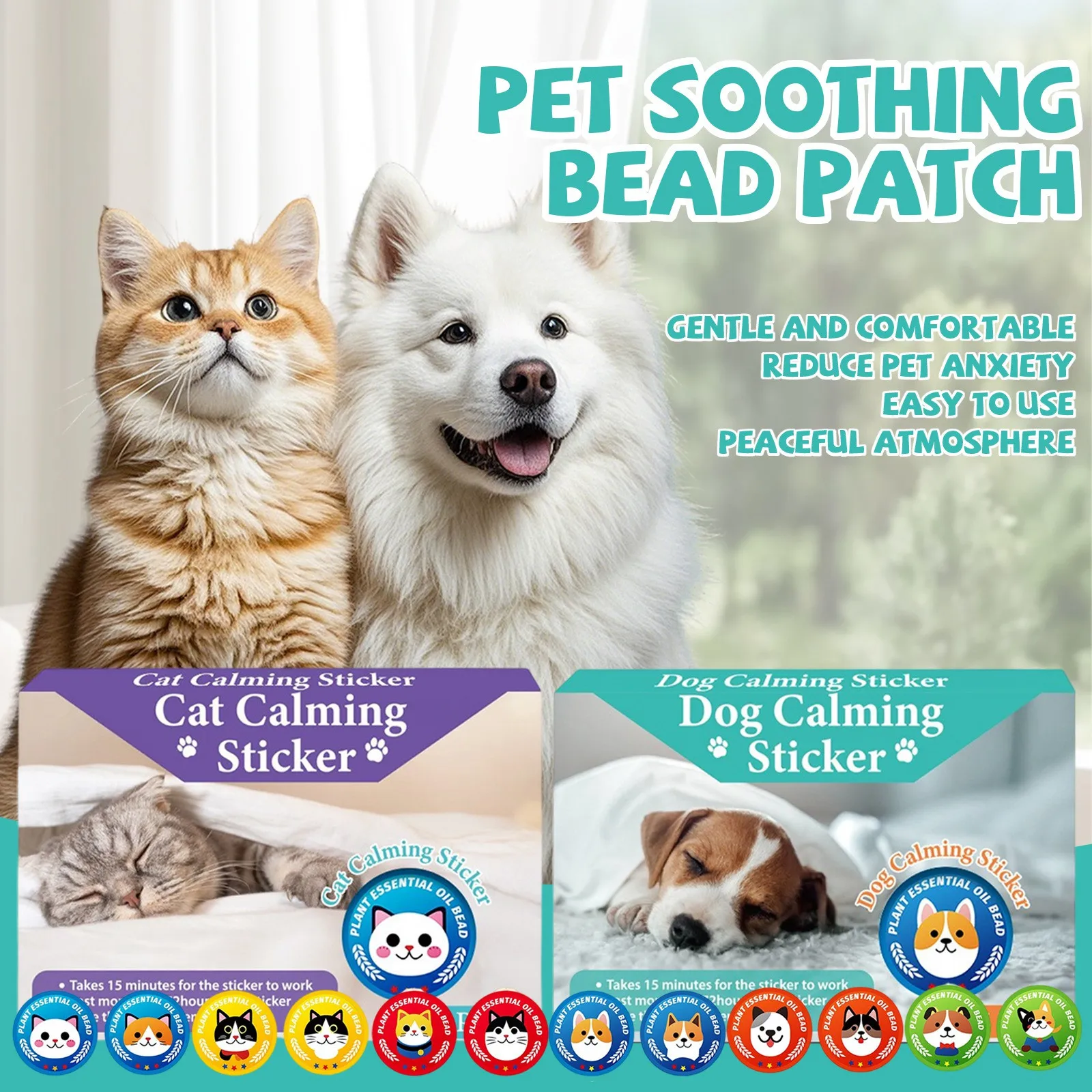 6PCS/Box Pet Emotional Soothing Patches Home Going out Portable Facial Pheromones Bead Stickers 1005012031928878