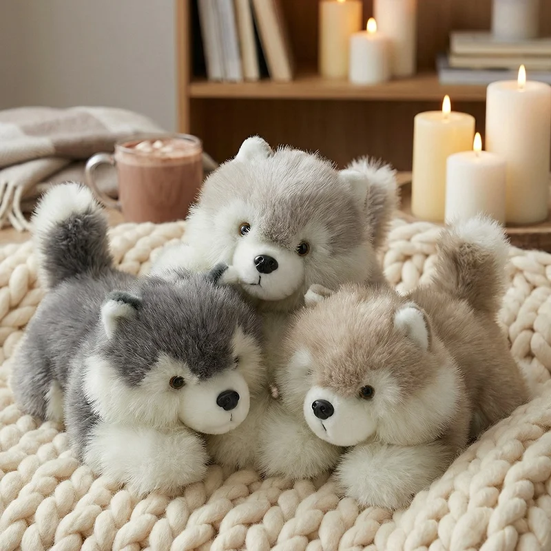 1Pc 47cm Lovely Alaska Puppy Plush Doll Fluffy Simulation Alaskan Malamute Plush Toys Kids Girls 1005012034295056