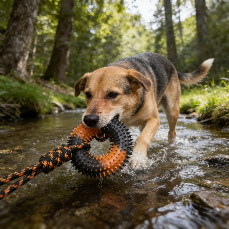 Spiked Ring & Rope Knot Tug Toy for Large Dogs: Interactive Chew for Golden Retrievers 1005012041518980