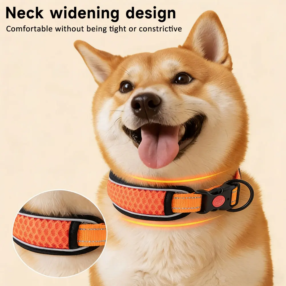 Breathable Honeycomb Mesh Dog Collar Adjustable Reflective Nylon Soft Anti-Strangle Lightweight Pet 1005012045720908