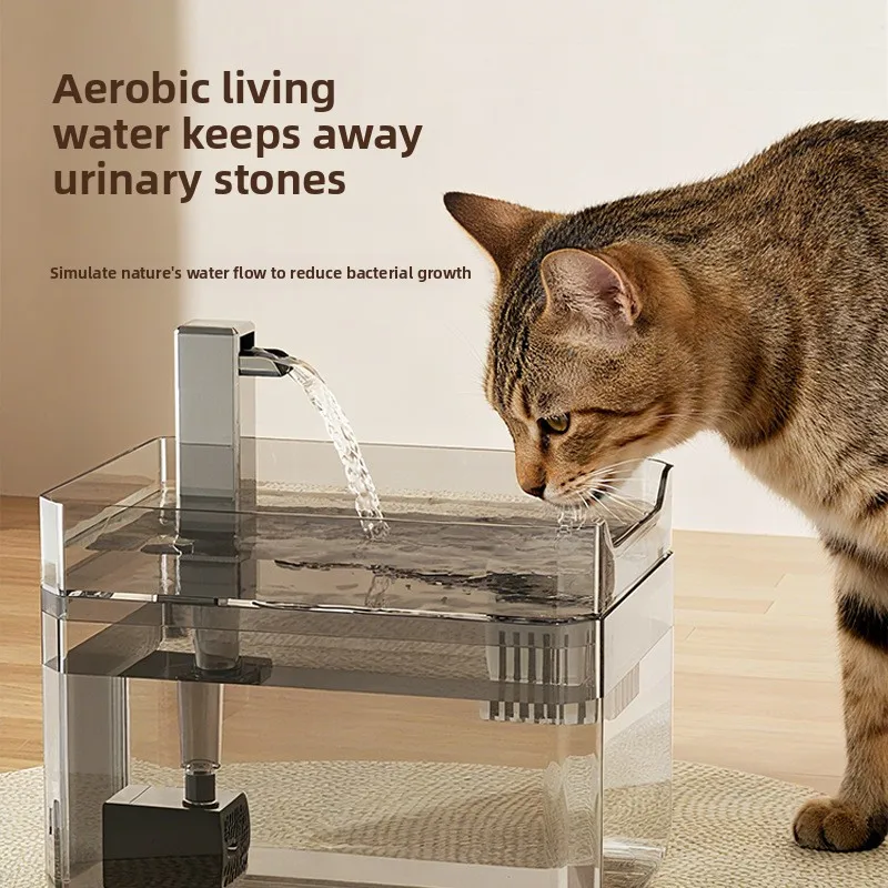 USB Cat Water Fountain with Auto Filter Transparent Anti-Dry Burning Recirculating Dispenser 1005012046359369