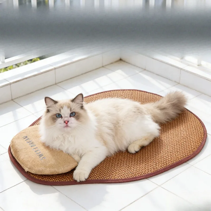 1pcs Pet Cooling Mat Summer Ice Silk Pillow for Cats Dogs Breathable Non-Stick Hair Sleeping Pad 1005012047368121