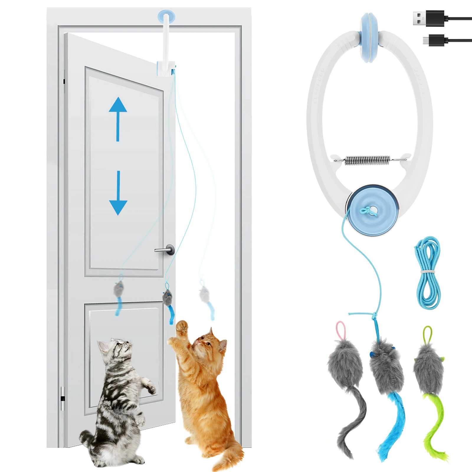 Electric Door Hanging Cat Toy USB Rechargeable Door Hanging Retractable Kitten Toy Interactive Cat 1005012049186819