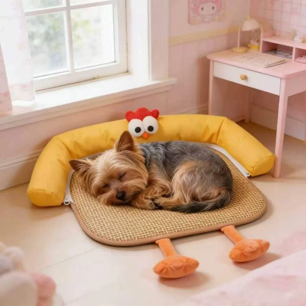 Cute Breathable Cat Cooling Mat Cartoon Chick Shape Non Slip Pet Sofa Bed Anti-scratch Woven Cat 1005012050325424