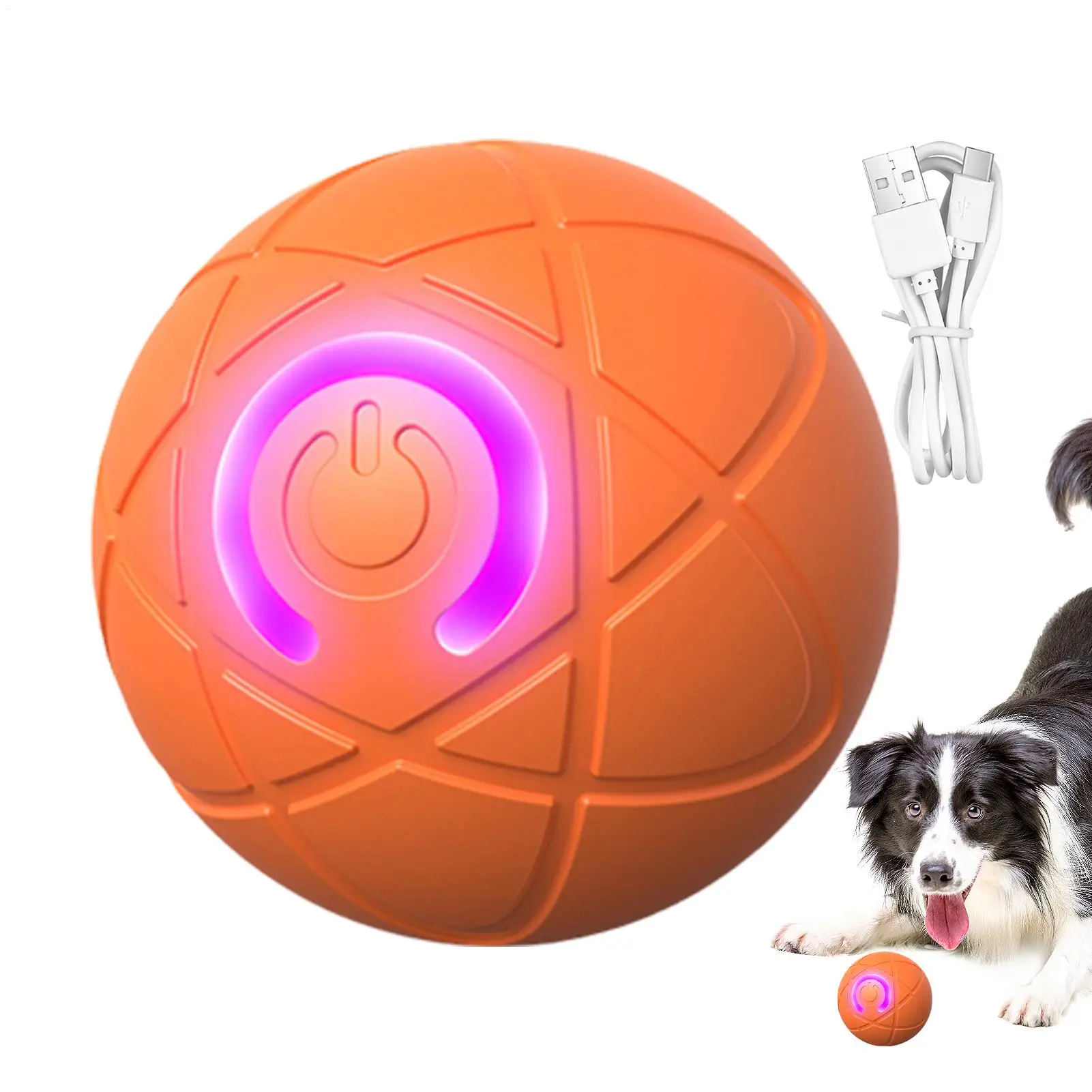 Automatic Rolling Dog Ball Interactive Smart Moving Pet Toy with LED Light USB Rechargeable 1005012051200086
