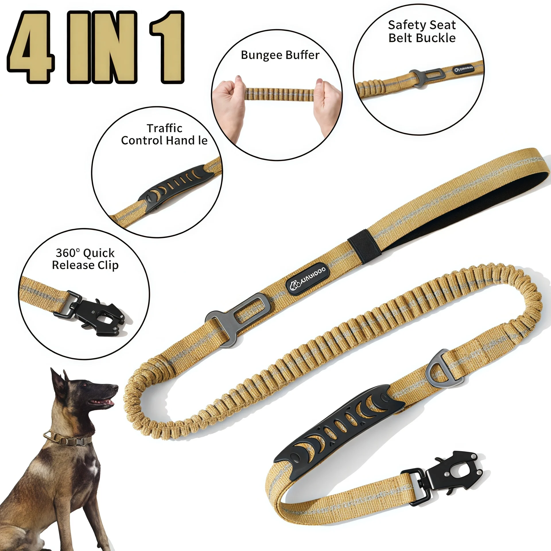 Heavy Duty Dog Leash with Traffic Handle and Comfortable Padded Handles Reflective Leash for Medium 1005012053906167