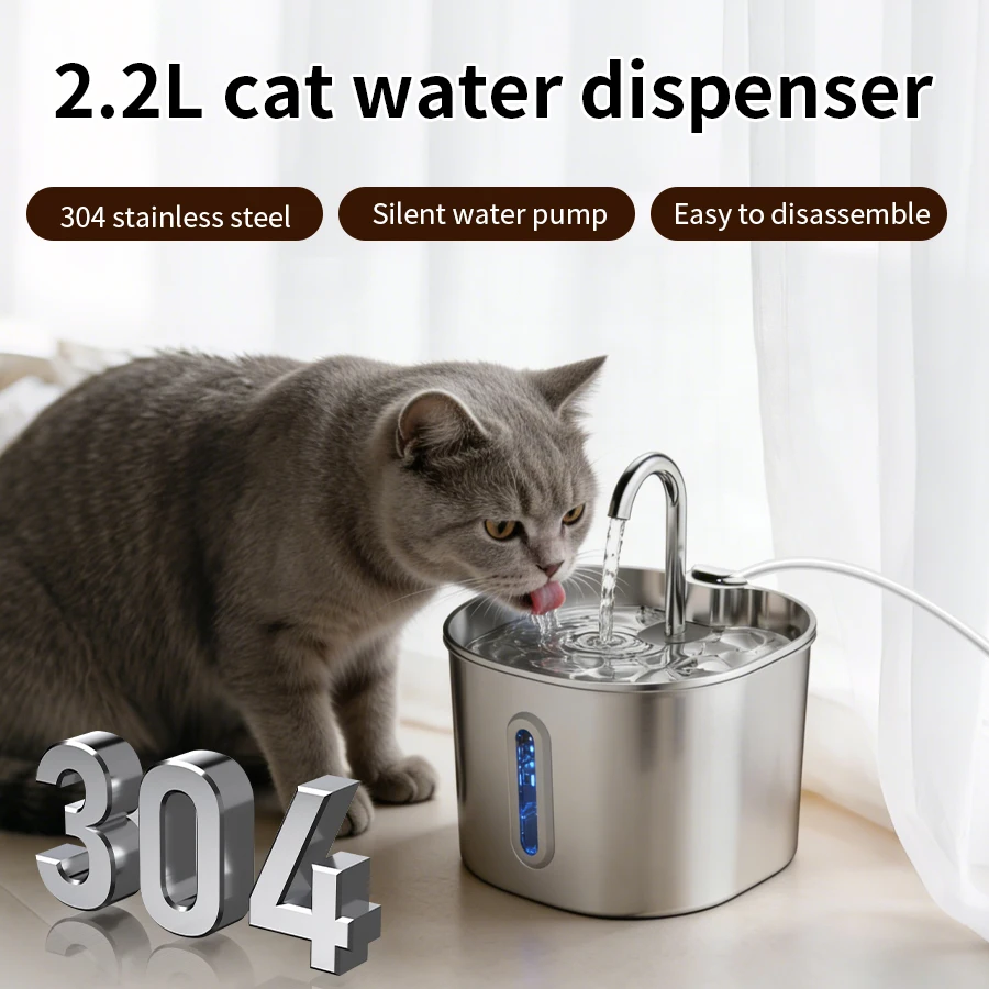 Large Capacity Cat Water Fountain Stainless Steel Automatic Pet Drinking Fountain for Indoor Cats 1005012053989213