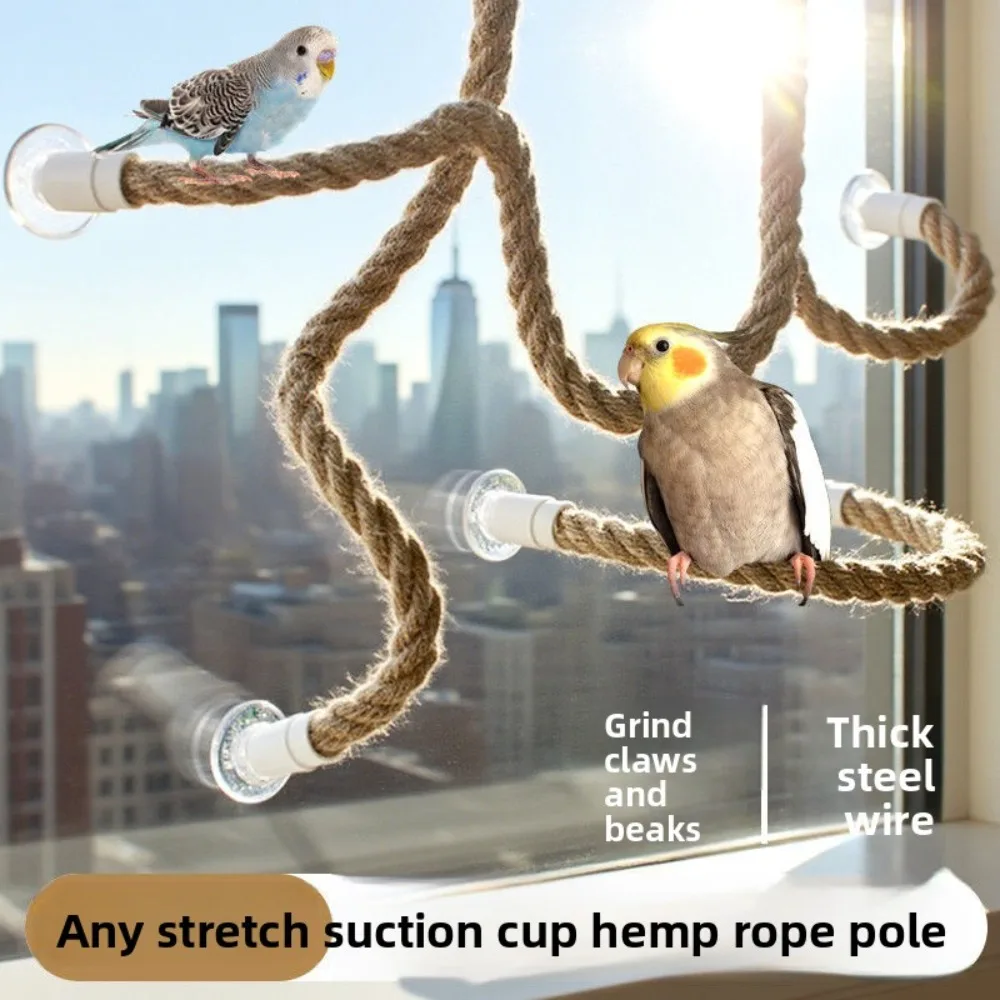 Bendable Linen Rope Bird Perch with Suction Cup Non Slip Comfortable Climbing Toy for Parrot Cage 1005012055015430