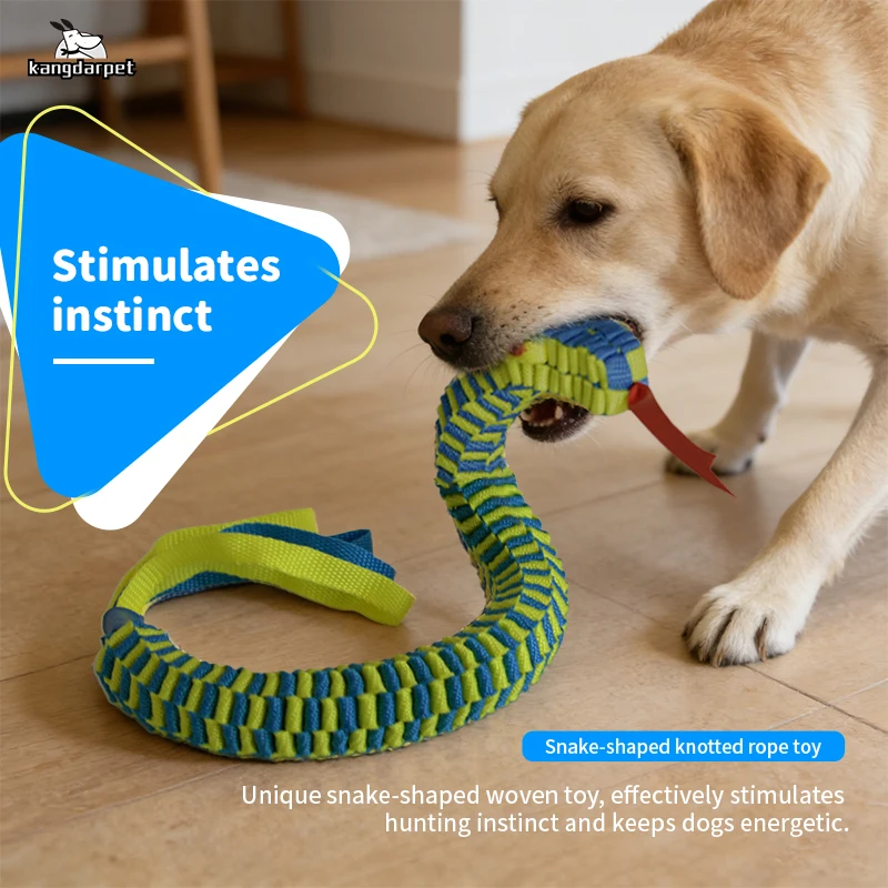 Durable Snake Shaped Dog Rope Toy Interactive Floating Pet Chew Toy for Teething Training Tug of 1005012057049329