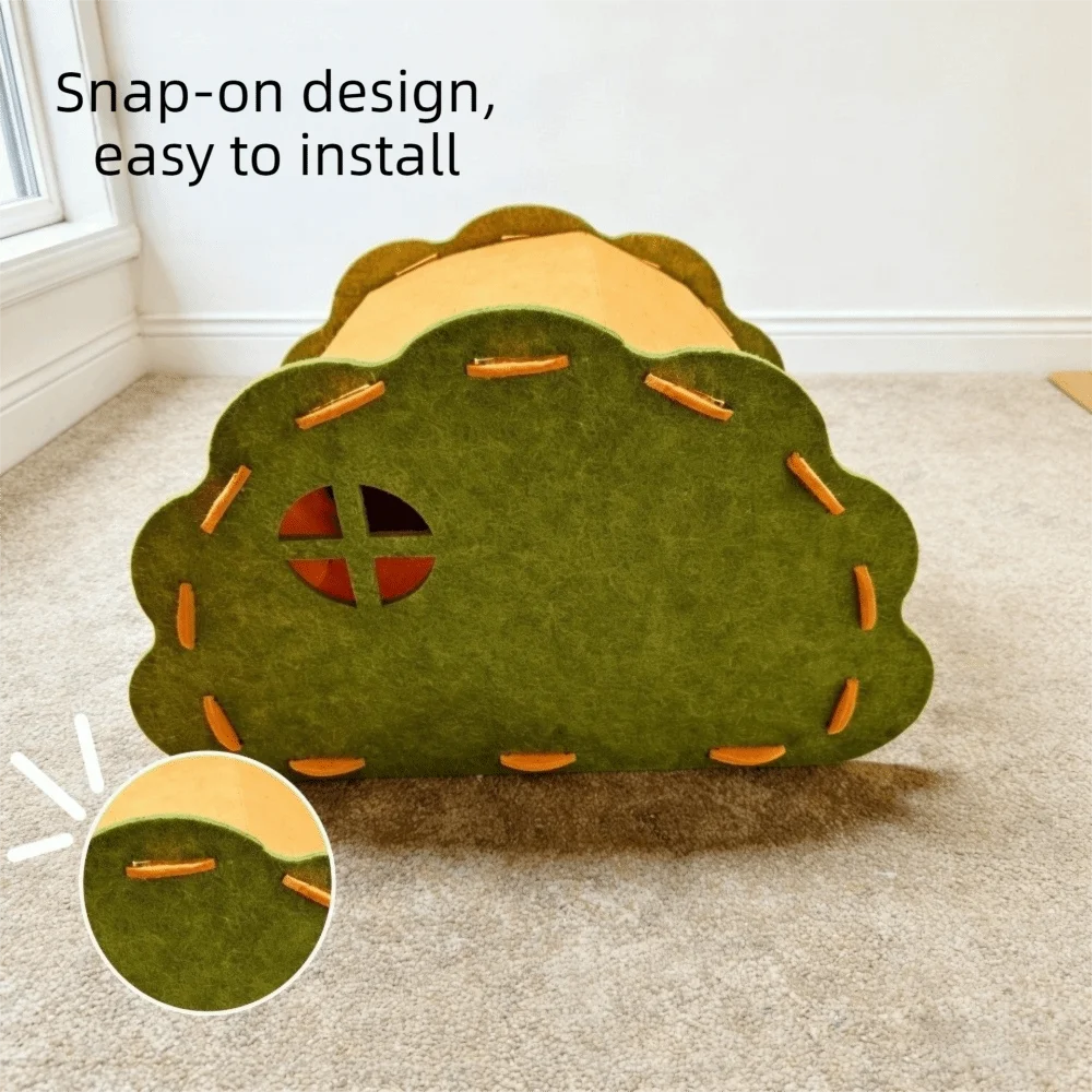 Semi-Enclosed Felt Cat Bed Cave Non-Flaking Breathable Cat Hiding Nest Wear-Resistant Detachable 1005012058548349