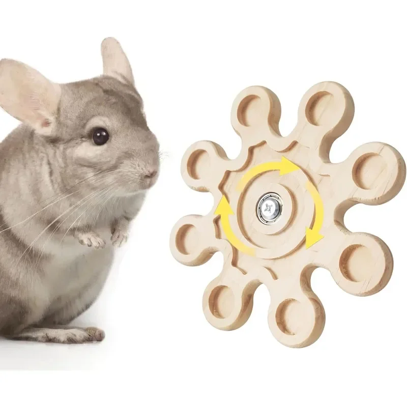 Chinchilla Wooden Rotating Chew Toy Teeth Health Interactive Spinner Hanging Cage Accessory 6.3In 1005012059842796