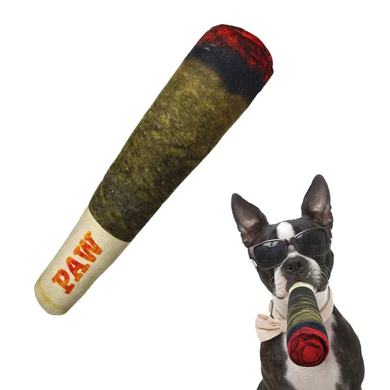 PAW Dog Squeaky Toy Simulation Cigar Plush Green Bite Resistant Pet Chew Interactive Play Toy For 1005012060656703