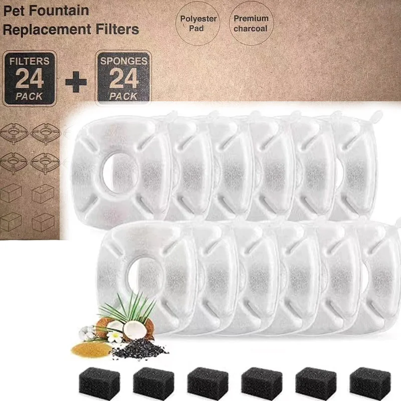 Pet Water Fountain Replacement Square Activated Carbon Filters Triple Filtration System Filter 1005012061581810