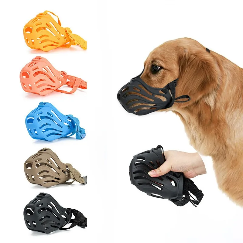 Dog Muzzle Mask Anti-biting Silicone pet puppy Mouth Muzzle Adjustable mouth cover for Small medium 1005012061614792