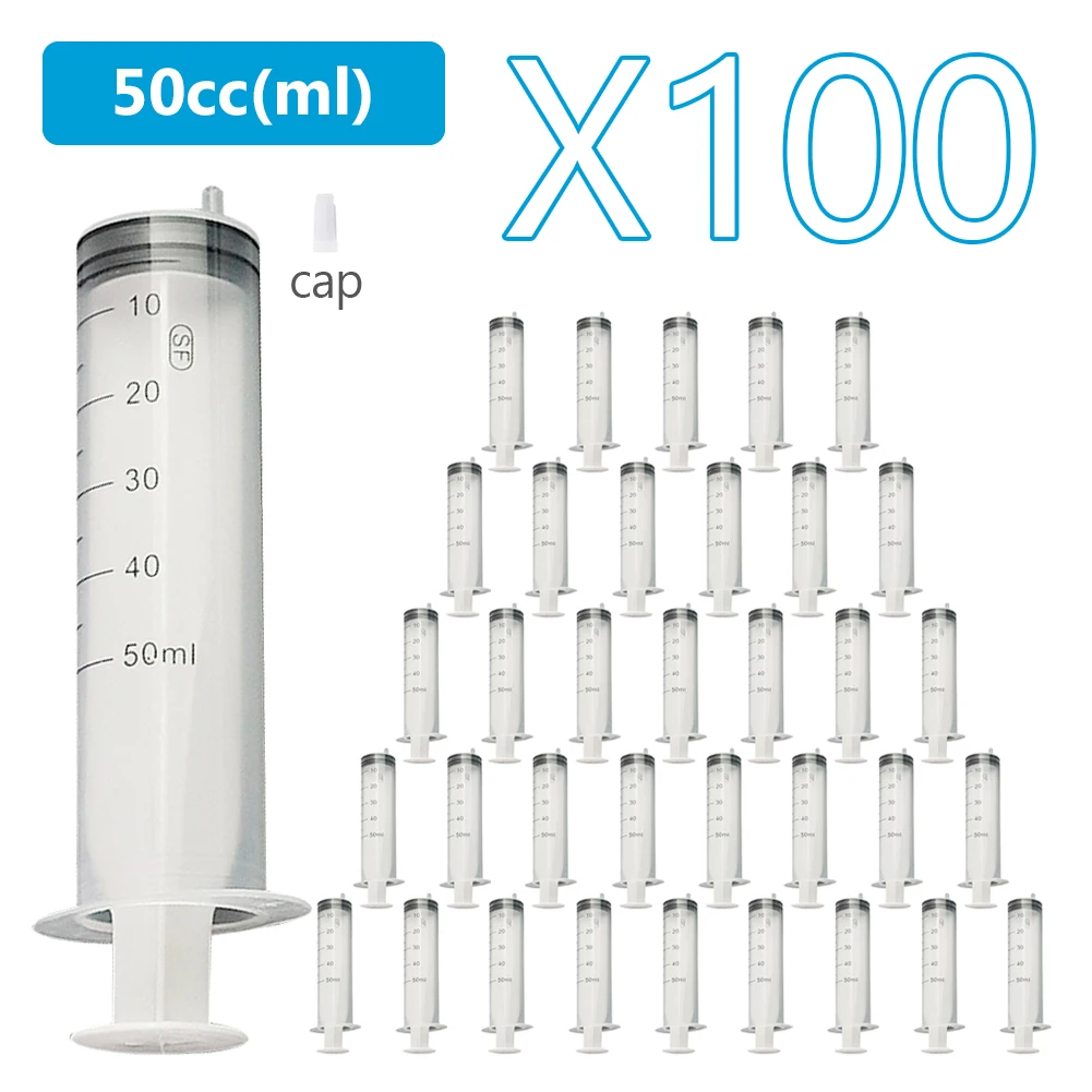 100 Pack 50/30/20ml Syringes Plastic Small Measuring Syringe with Tip Cap 1005012062465414