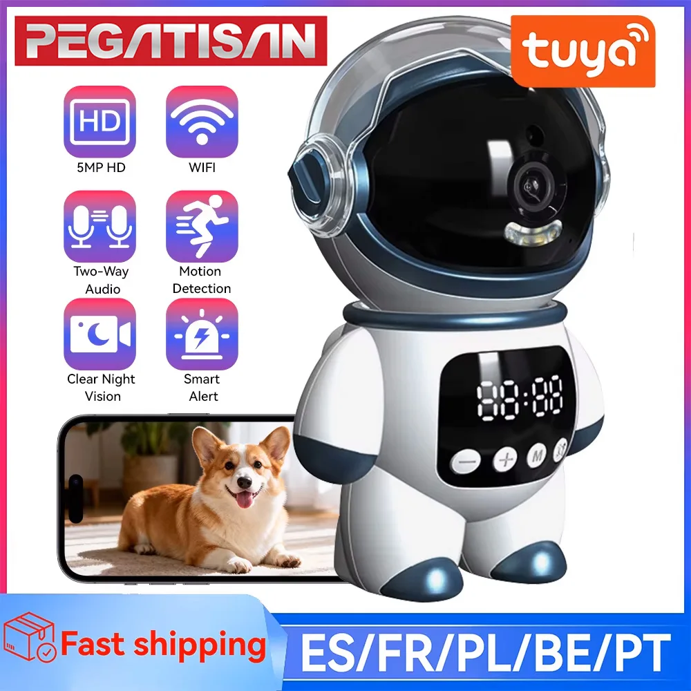 5MP PTZ WiFi Tuya Smart Camera Two Way Audio Indoor Astronaut Robot Baby Monitor Motion Detection 1005012066680049