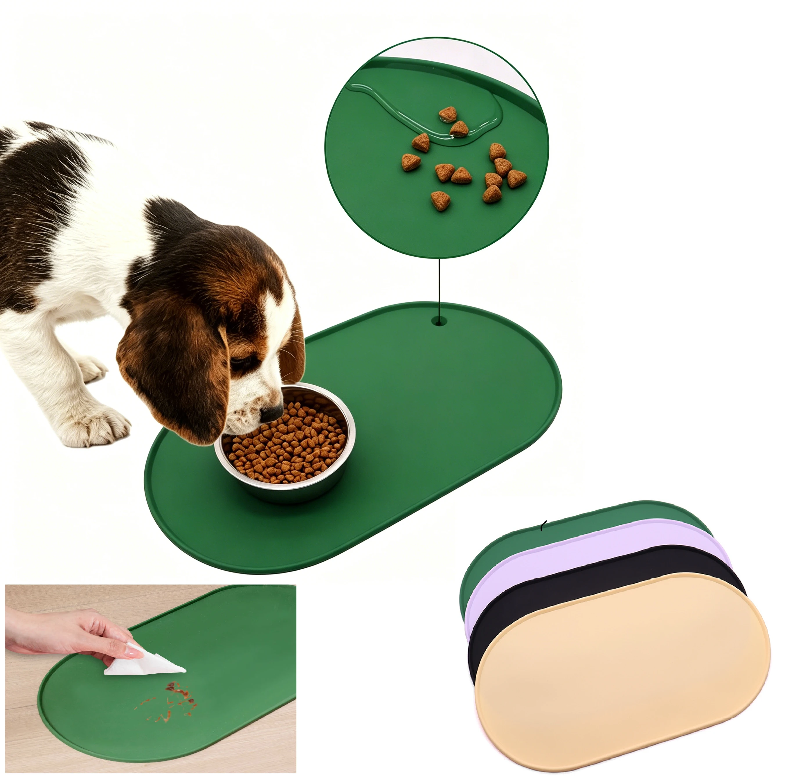 Waterproof Pet Feeding Mat for Dogs & Cats Non-Slip Silicone Food & Water Bowl Placemat Easy To 1005012069855037