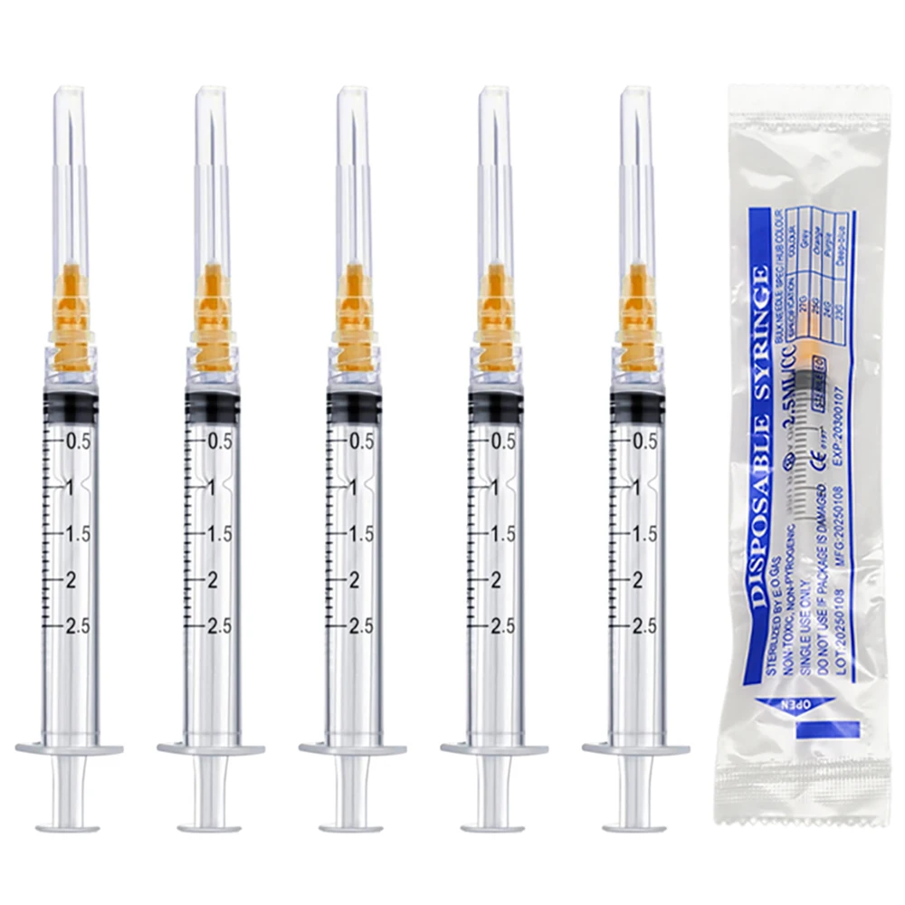 100PCS Sterile 2.5ML Luer Lock Syringe With 25G 25MM Needle Single-Use Packing For Pet Measuring 1005012071041767