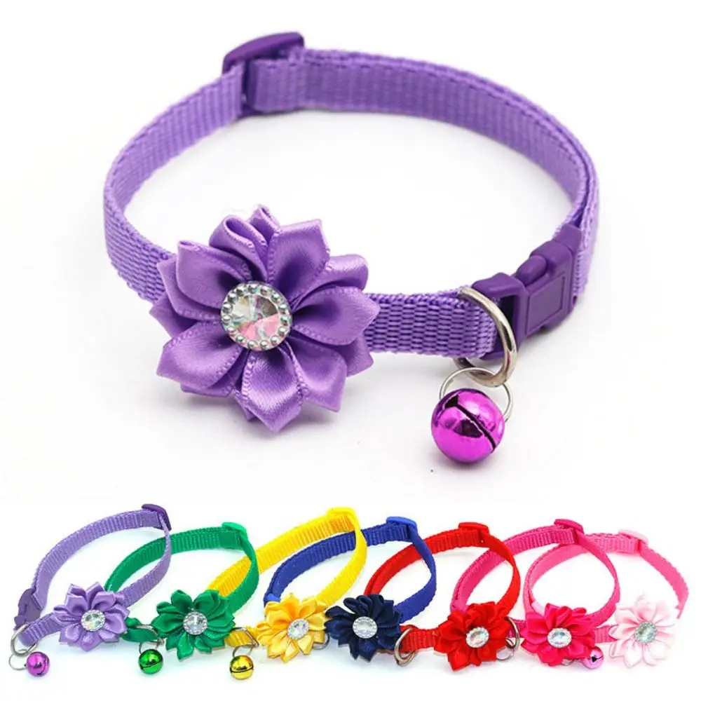 Fashion Adjustable Pet Bell Flower Collar Cute Small Cat Flower Necklace With Flower Bells Dog Neck 1005012071700135
