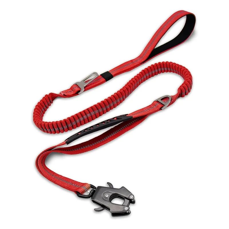 Tactical Dog Leash Heavy Duty, 4-6FT Shock Absorbing Bungee Lead with 2 Padded Handle 1005012071994797