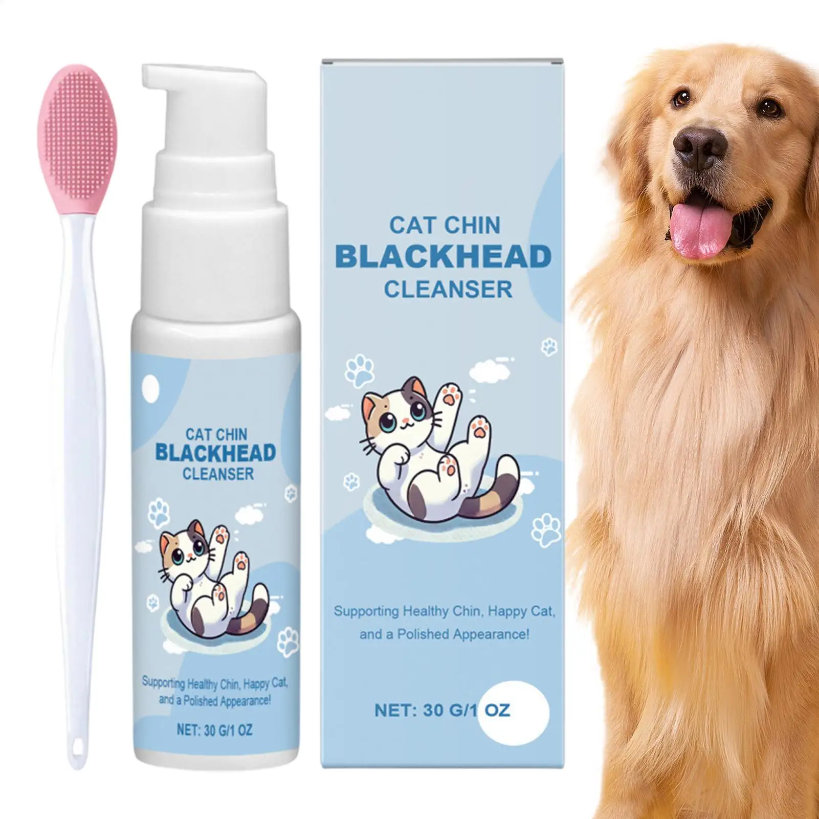 Cat Chin Cleaner 30g Blackhead Cleaning Lotion Pet Chin Acne Care Brush Dog Cat Grooming Supplies 1005012073719552