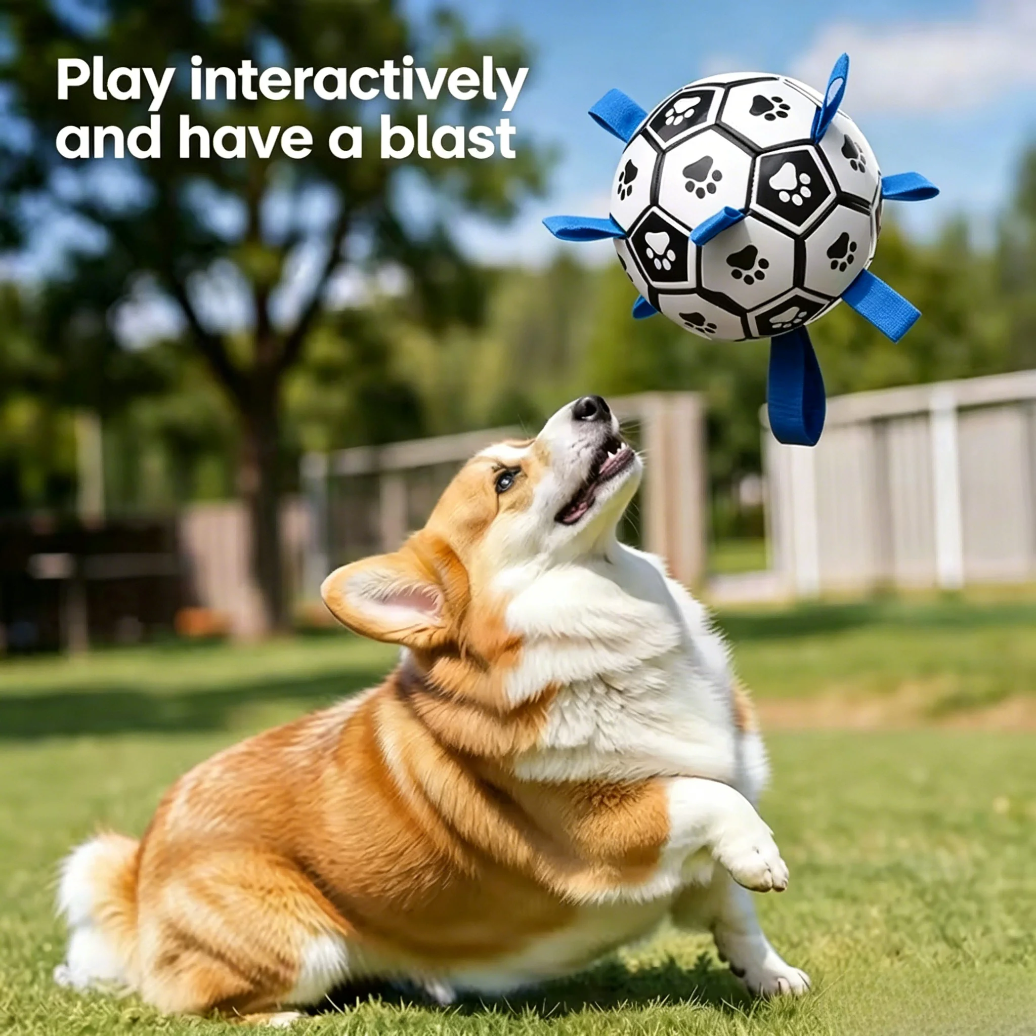 Dog Soccer Ball with Grab Tabs, Interactive Durable Floating Toy for Aggressive Chewers 1005012075207324