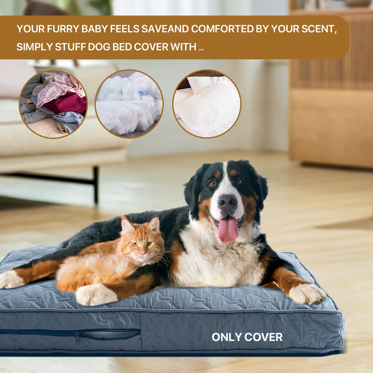 1Pc Orthopedic Dog Beds Cover for Large Dogs, Dog Bed Washable Cover Foam Pet Mat 1005012076613701