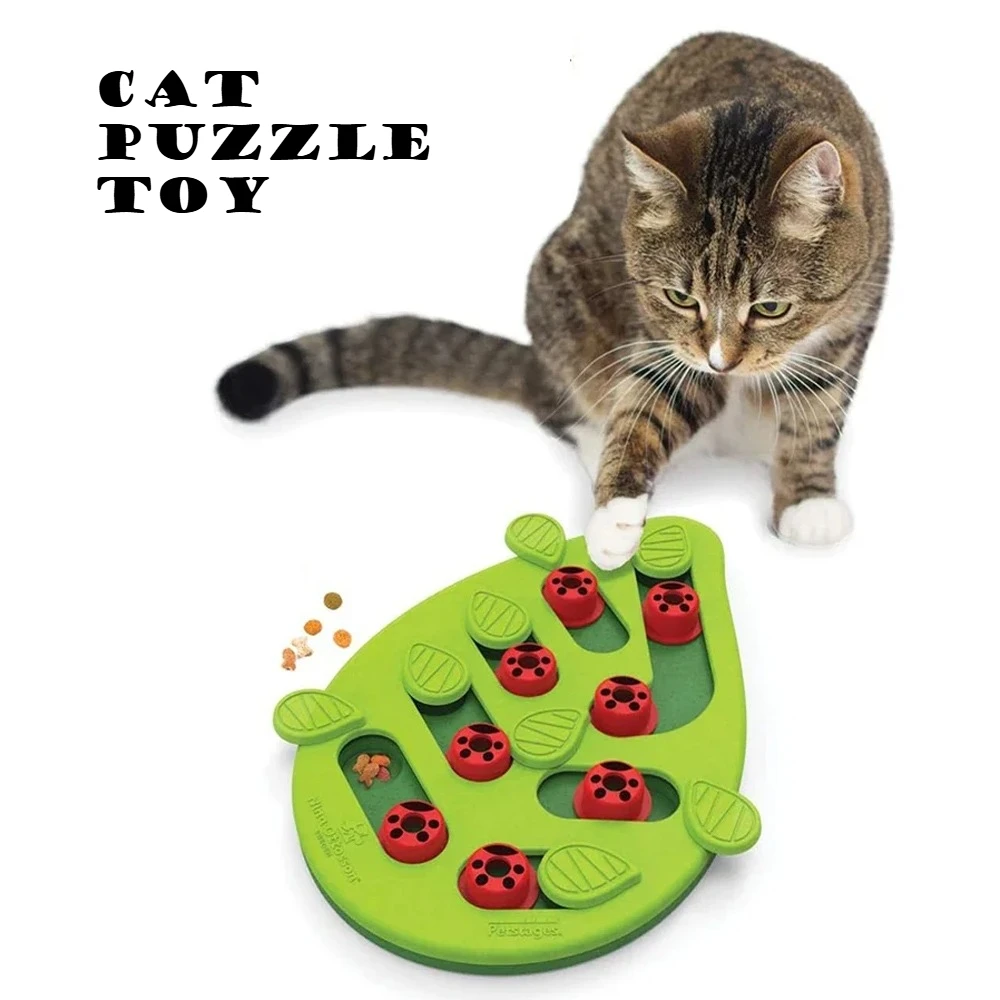 Cat Puzzle Play Toy Pet Puzzle Toy Interactive Slow Feeder Food Scratch Board for Indoor Cats 1005012077985634