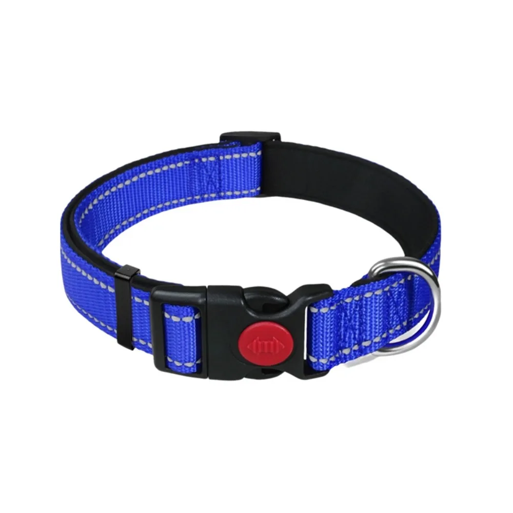 Adjustable Reflective Dog Collar Safety Buckle Nylon Pet Neck Strap Soft Breathable No Pull 1005012082522451