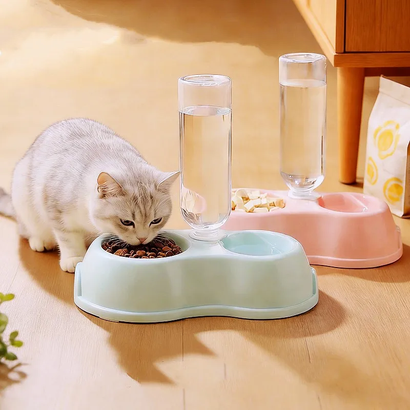 Dog Bowl Double Bowls Feeders Automatic Dogs Water 500ml Drinking for Pet Feeding Cat Food 1005012084293447