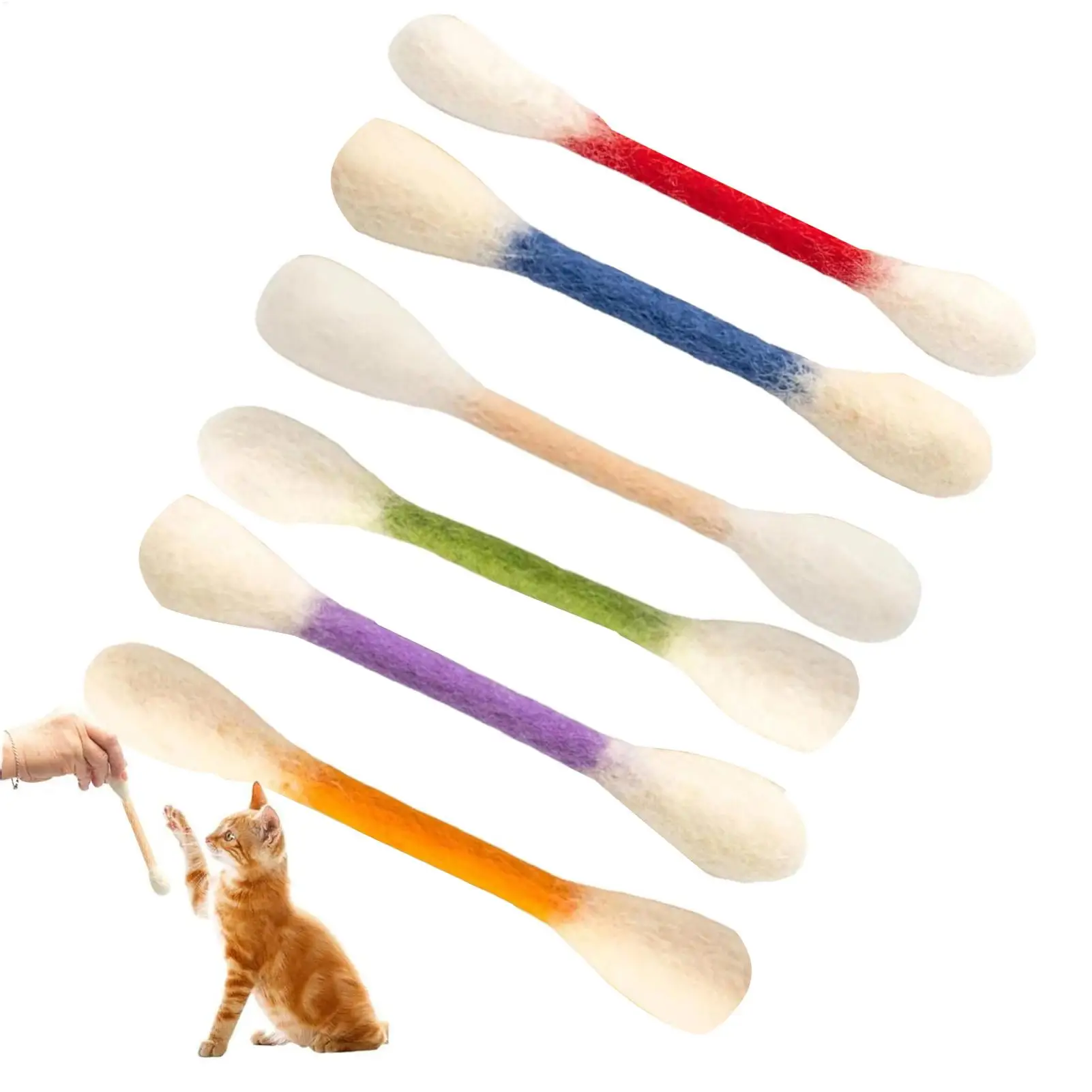 Cotton Swab Cat Toy Kitten Teething Cotton Swabs Cat Teething Chew Toys for Indoor Outdoor Training 1005012084335496