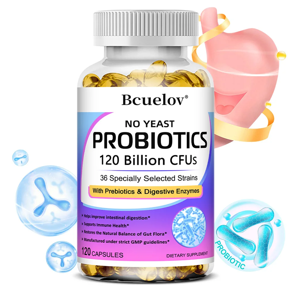 Probiotics 120 Billion CFU with Prebiotics & Digestive Enzymes, Supports Digestion, Gut Flora 1005012085063711
