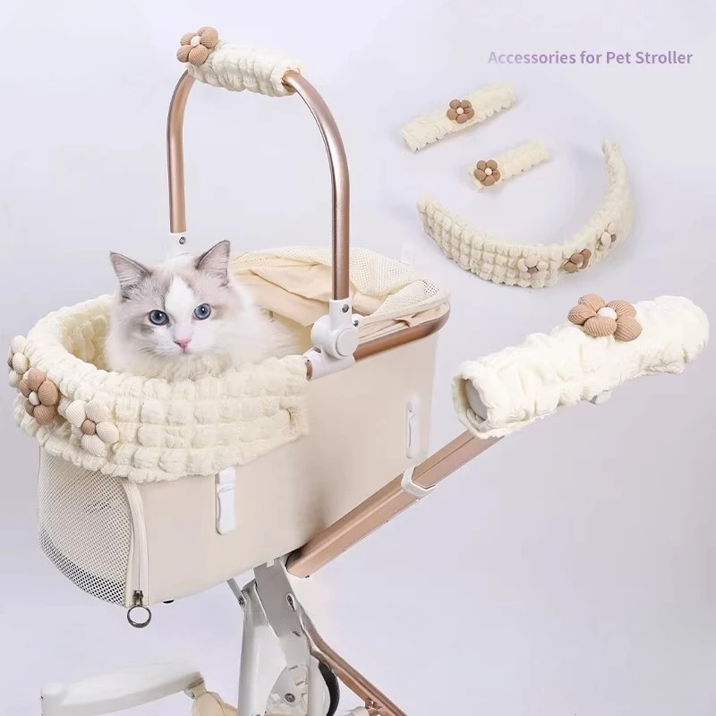 Premium 3-Piece Pet Stroller Cushion Set, Ultra-Soft Protective Liners & Plush Handle Cover 1005012087870177