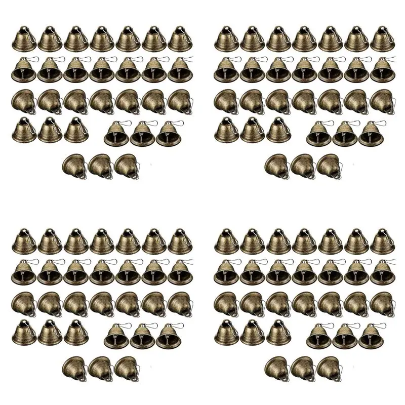 VELIF-120 Pcs Bells Craft Small Brass Vintage with Hooks for Hanging Wind Chimes Making Dog Training 1005012091323341