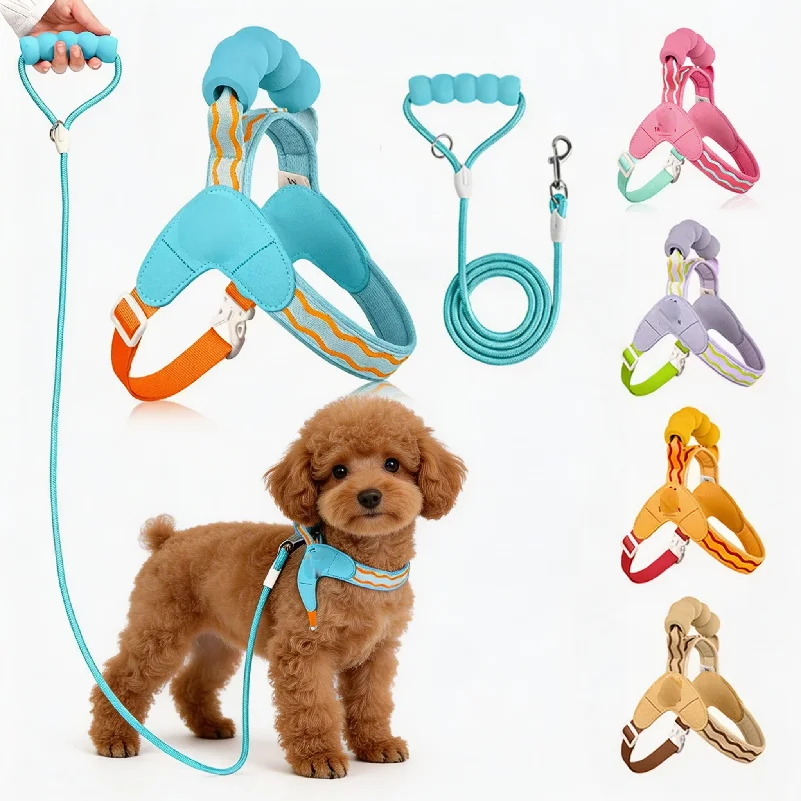 Dog Harness Set Step-In No-Pull Easy Escape Proof Vest with Dual Leash Clips & Reflective Stitching 1005012096326630