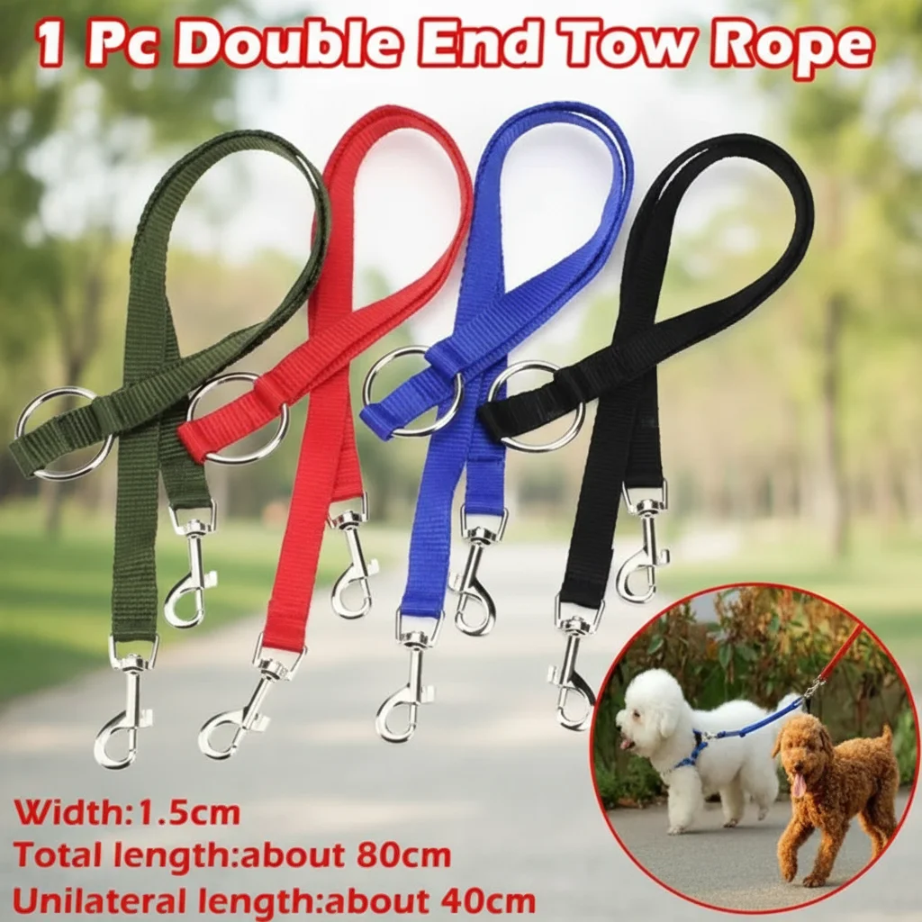 Double Ended Tow Rope Nylon Leashes Pet Dog Lead with Clip for Two Dogs Walking Duplex Leash 1005012097029601