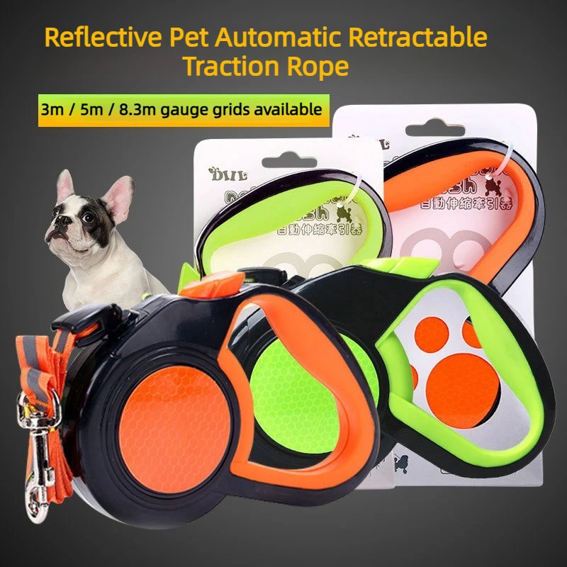 3/5/8M Dog Automatic Leash Retractable Outdoor Walking Reflective Anti Slip Handle Dog Leash Metal 1005012098494921