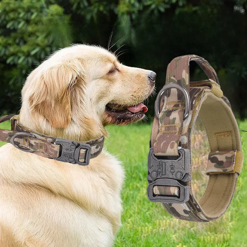 Medium to Large Dogs Tactical Collar Traction Strap Alloy Buckle Dog Collar with Handle Retractable 1005012099418504