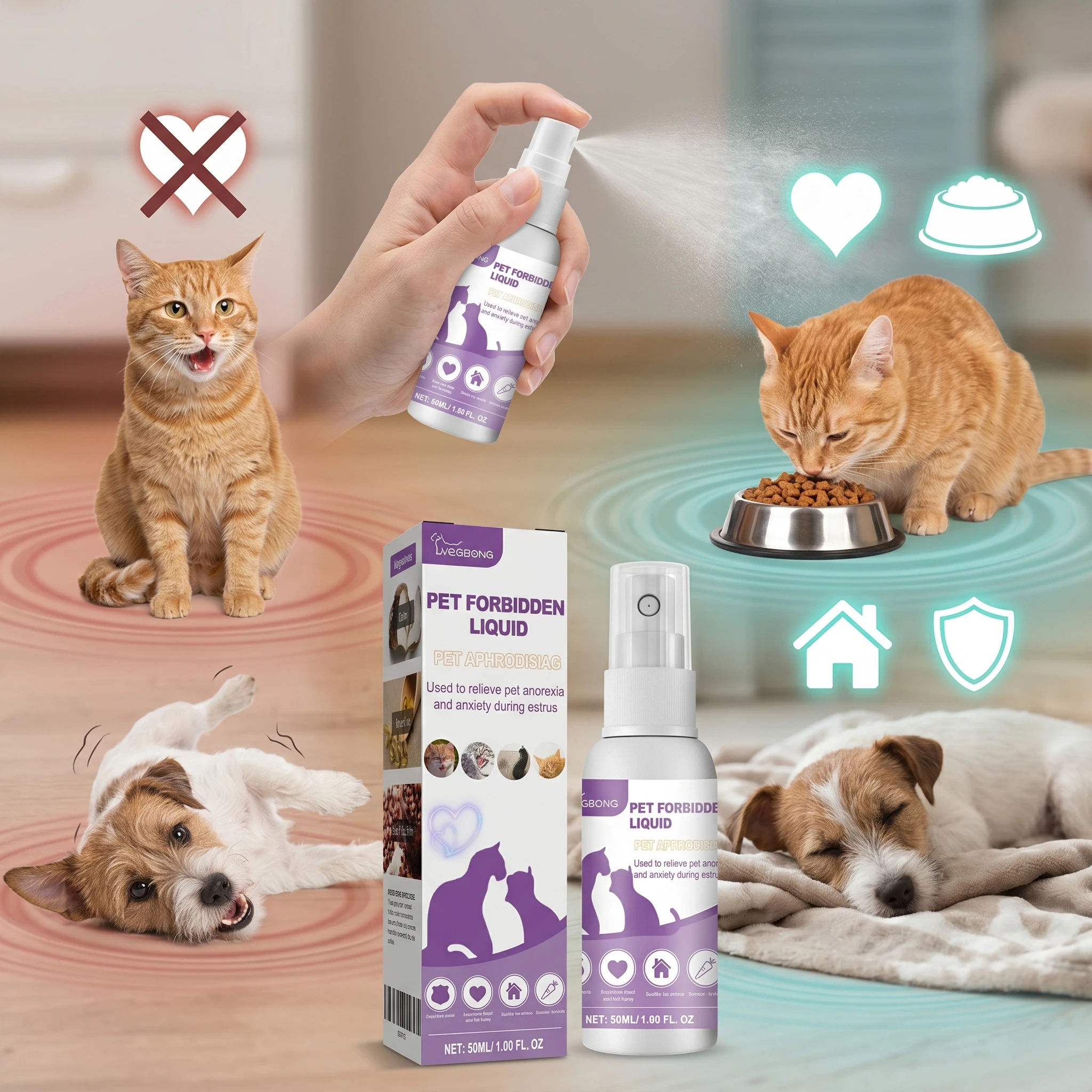 Cat Calming Spray Dog Estrus Relief Anxiety Soothing Pet Stress Support Mood Relaxing Supplement 1005012101147689