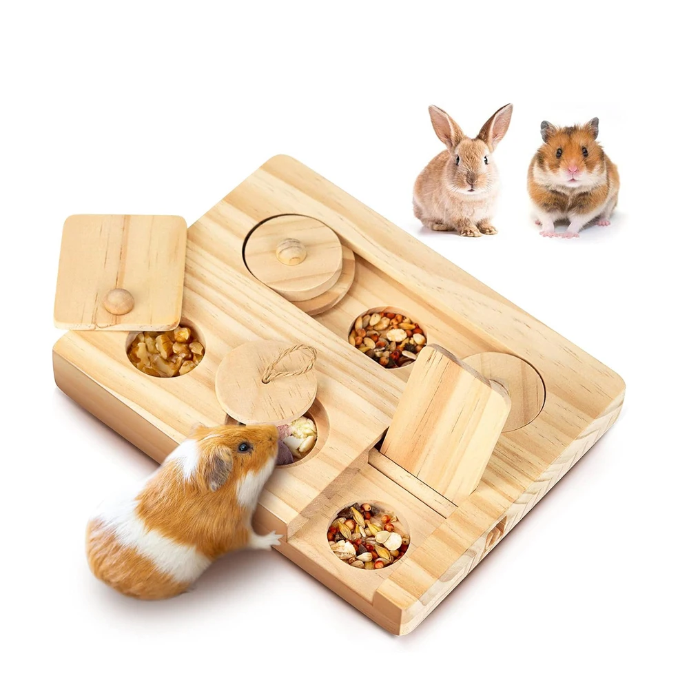 Guinea Pig Foraging Toys 6 in 1 Hamsters Wooden Interactive Toys Treat Dispenser for Rabbits 1005012103329203