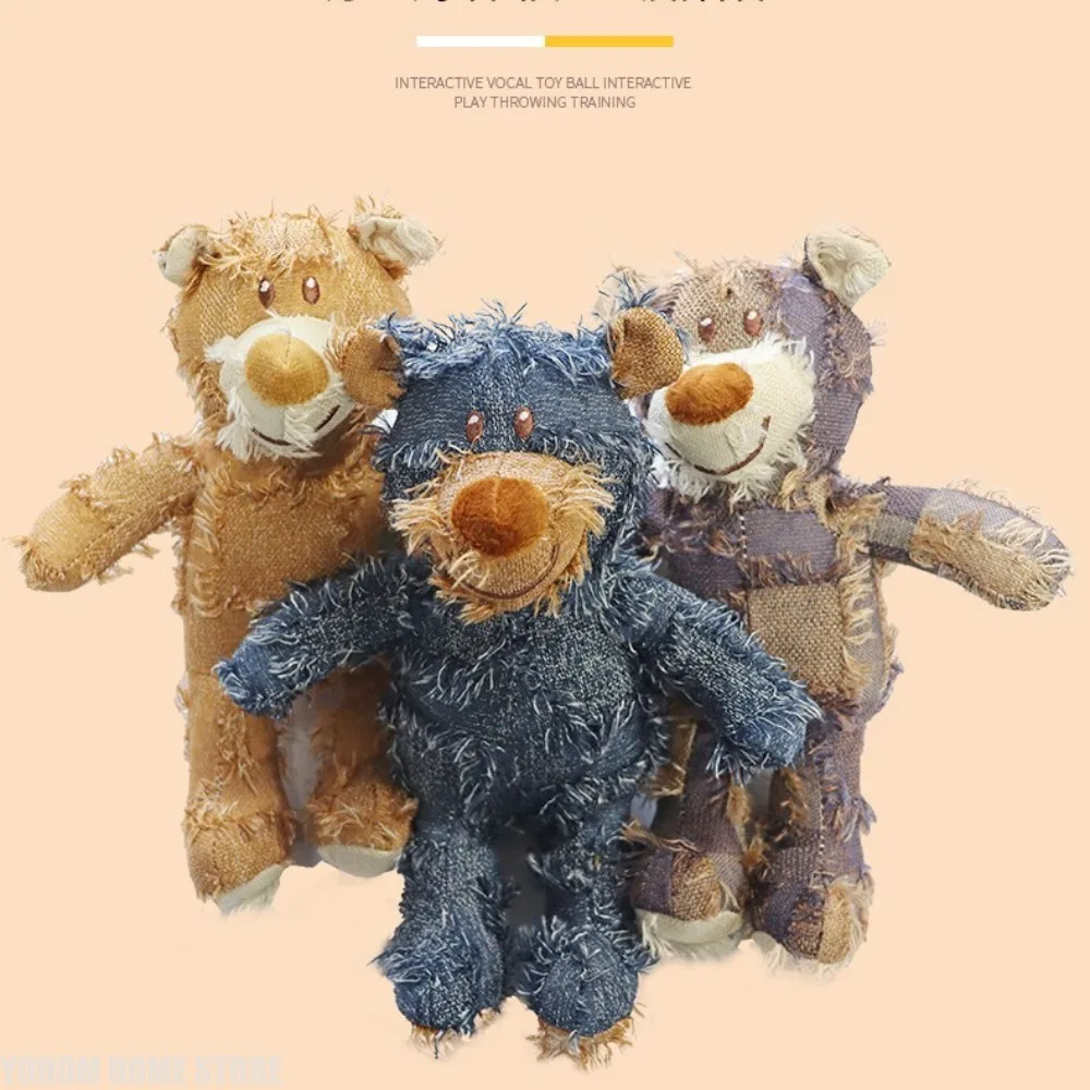 Cute Teddy Bear Plush Dog Toy with Sound, Interactive Teeth Grinding & Cleaning Toy 1005012104407226
