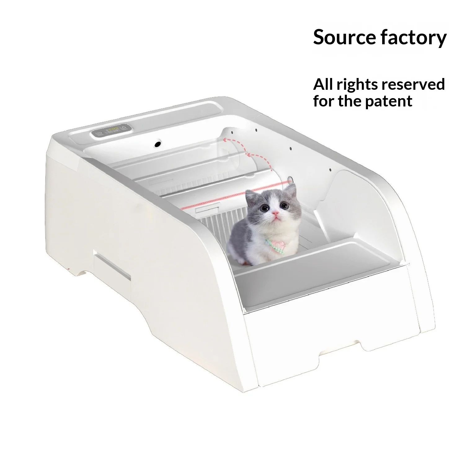 Top New Open-Top Self-Cleaning Cat Litter Box, Top-Filling & Multi-Cat Detection 1005012104846618